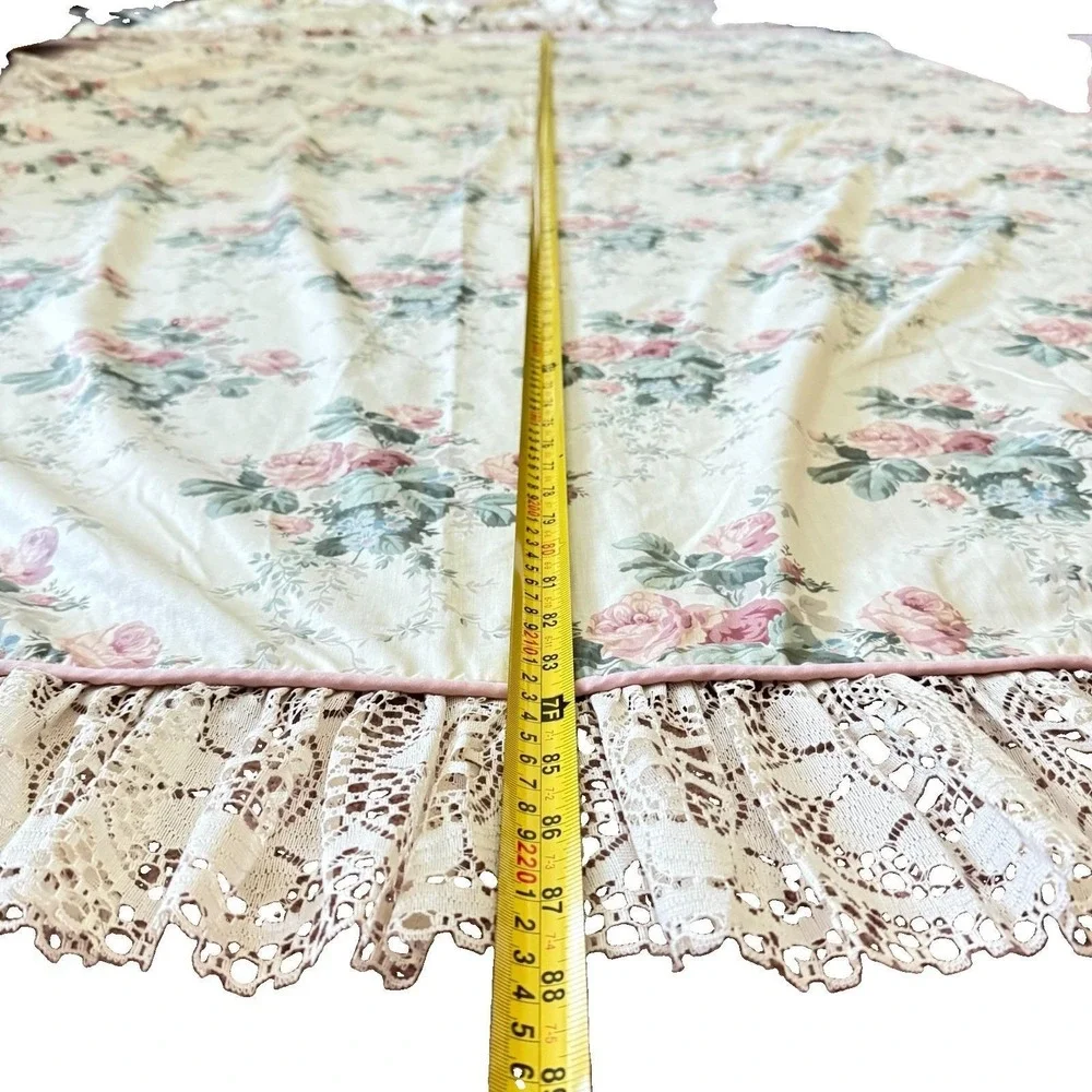 Vintage Croscill Chestnut Hill Rose Curtain Panels 3 Waterfall Valance Set 5Pc